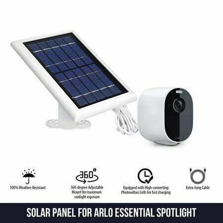 Wasserstein Solar Panel, 2 W, 5V, Cable Connector ArloEssentialSolarWht3pUS